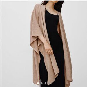 Aritzia Babaton Lenny Wool Cashmere Shawl Cape Cardigan Tab Beige Small/Medium